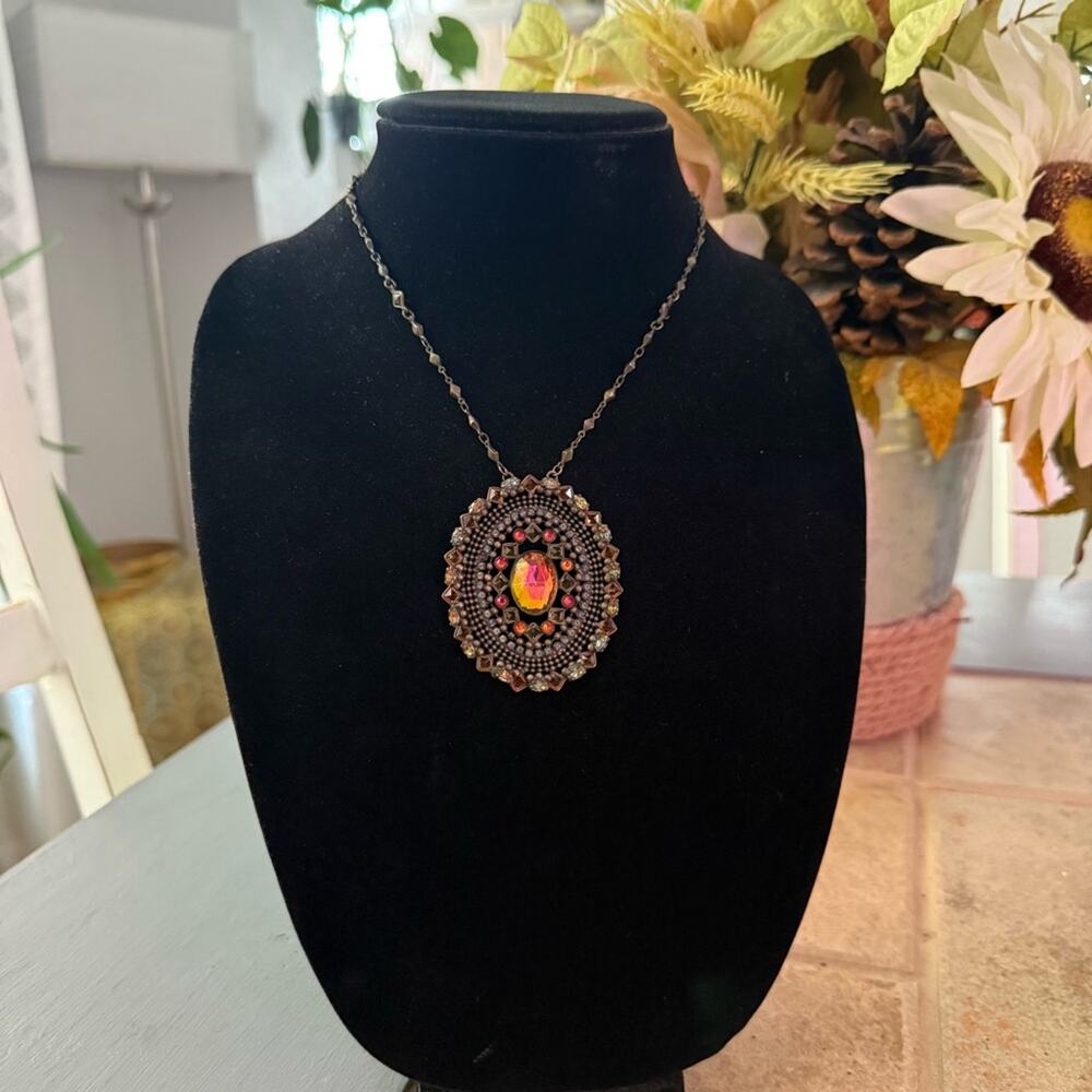 Sorrelli Crystal Brass Tone Large Pendant Necklace